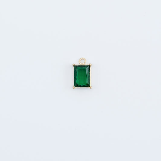 Charm - Rectangular Thick Green Diamond