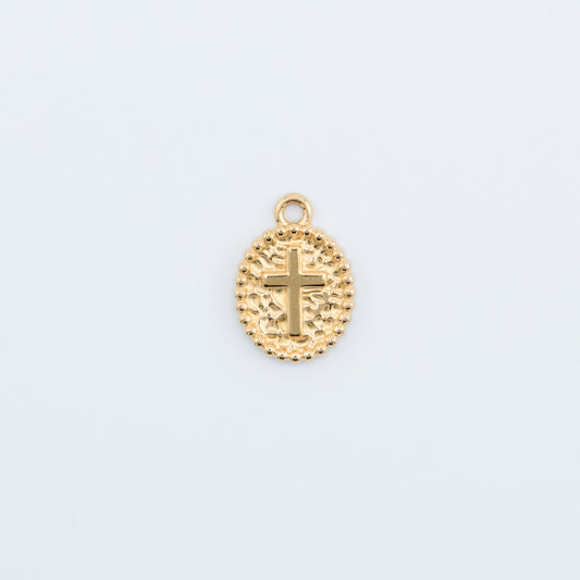 Charm - Gold Cross Disc
