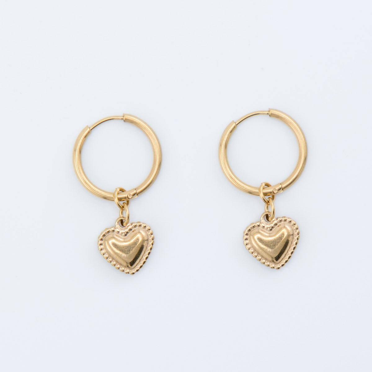 Earring - Textured Heart Hoops