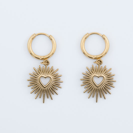 Earring - Heart Beam Hoops
