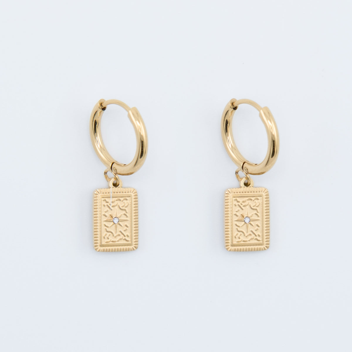 Earring - North Star Rectangle Hoops