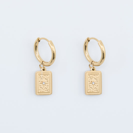Earring - North Star Rectangle Hoops