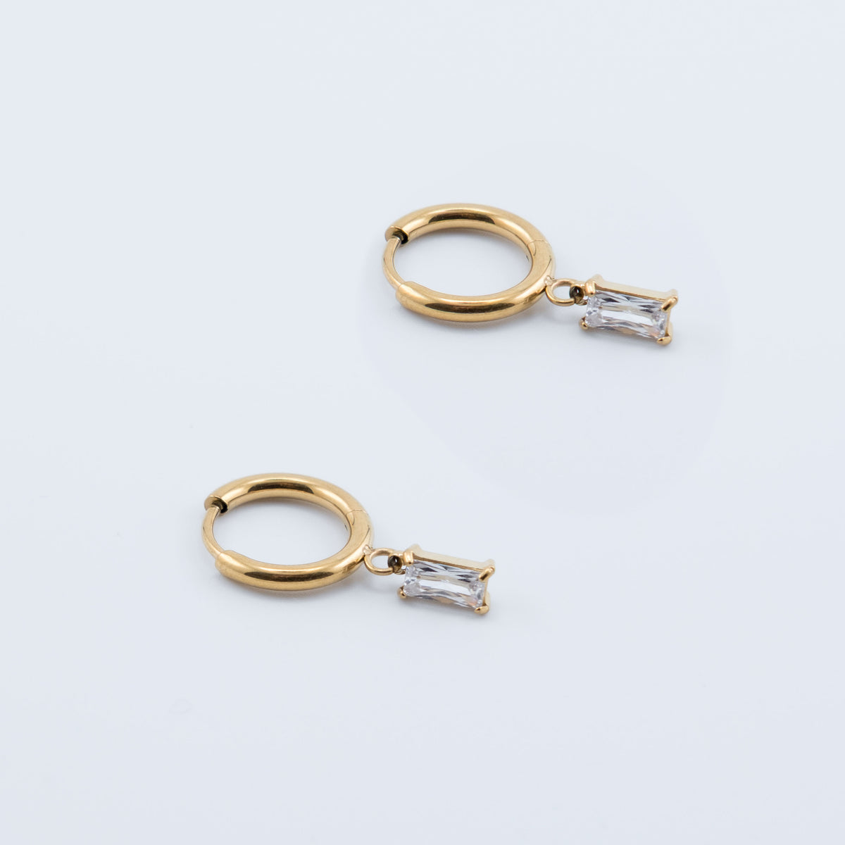 Earring - Rectangular Diamond Hoops