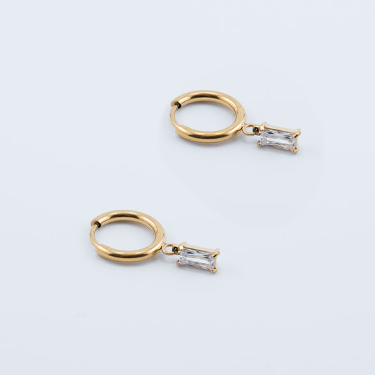 Earring - Rectangular Diamond Hoops