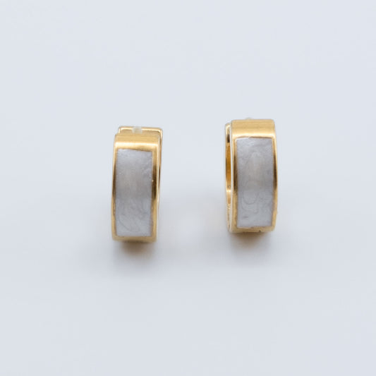Earring - Thin Ivory Hoops